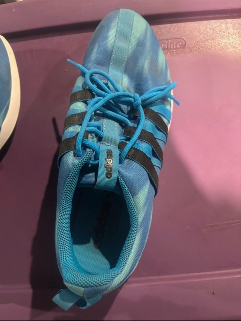 adidas Boys' Bright Blue Sneakers with Black Stripes
